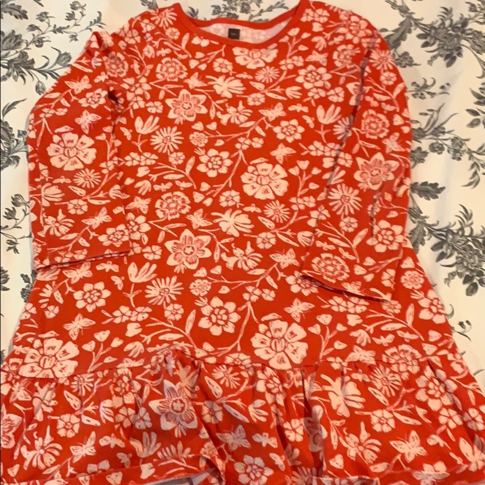 Tea brand burnt orange and white dress
